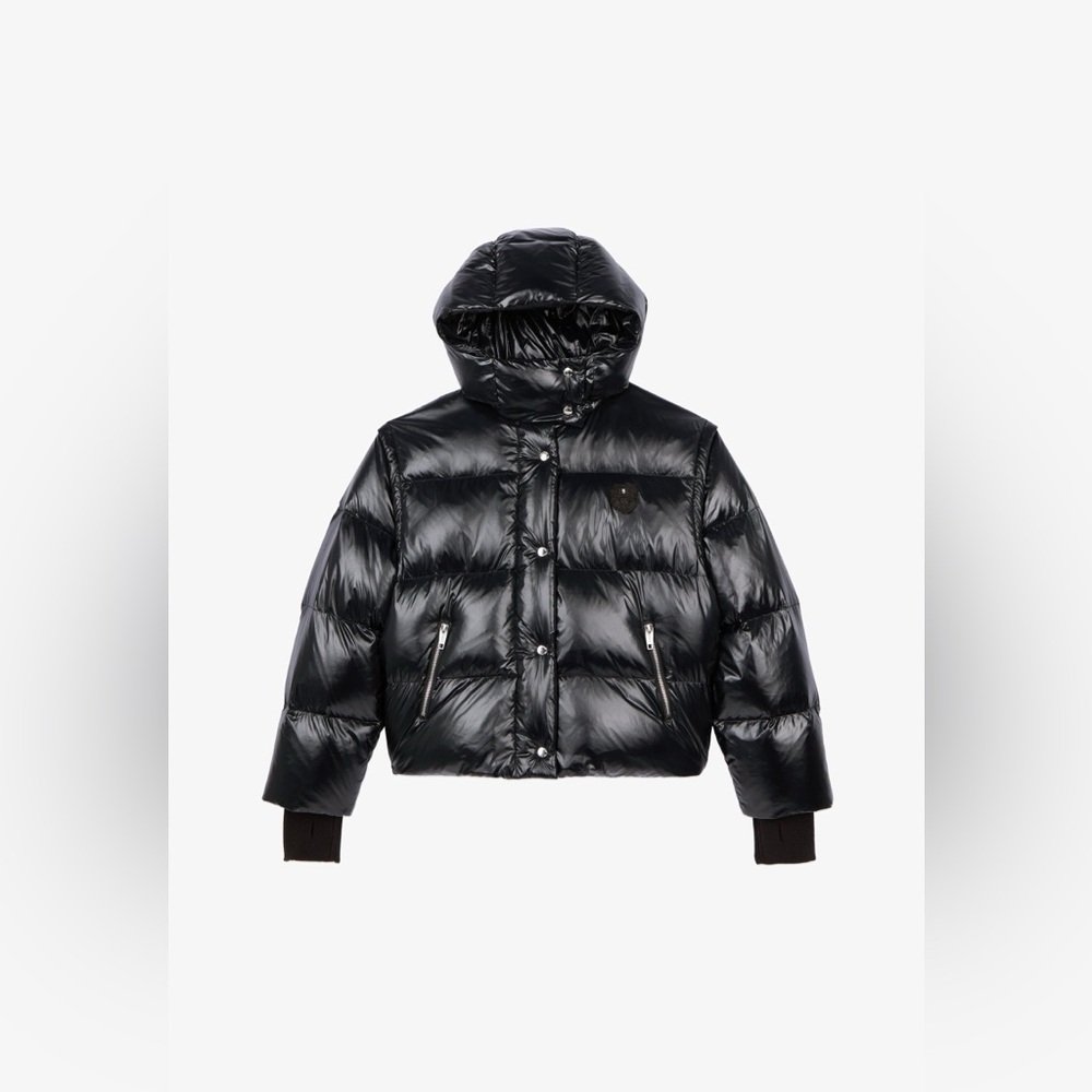 The Kooples Down Puffer Jacket with Detachable Sleeves in Black